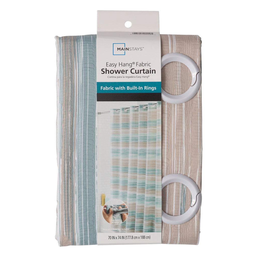 Mainstays Ombre Sweep Easy Hang Hookless Fabric Shower Curtain, 70" x 74", Blue, Green, Taupe