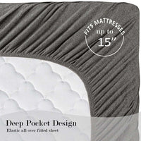 Mainstays Cotton Rich Extra Soft Jersey Bed Sheet Set, Queen, Charcoal, 4 Pieces