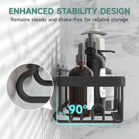 Ophanie Adhesive Shower Caddy 6 Pack, Large Capacity Bathroom Organizers and Storage, No Drilling Wall-Mounted Basket, Black
