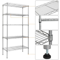 Ktaxon 5-Tier Wire Shelving Unit, Steel Storage Rack for Garage Office Kitchen Silver, 30