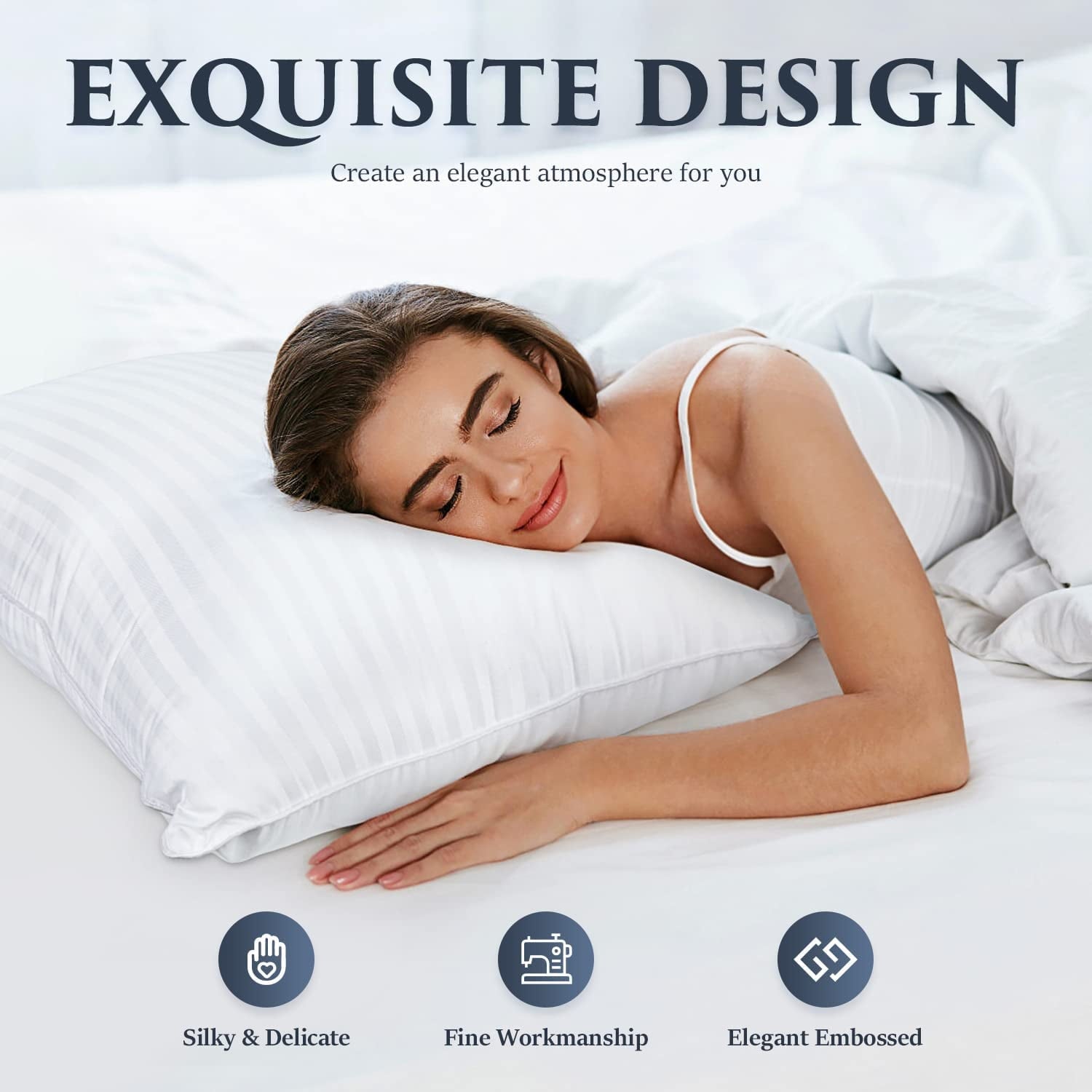 Bed Pillows 2-Pack Queen Size Luxury Hotel Pillow for Side and Back Sleeper Pillows for Bed with Cooling Cover