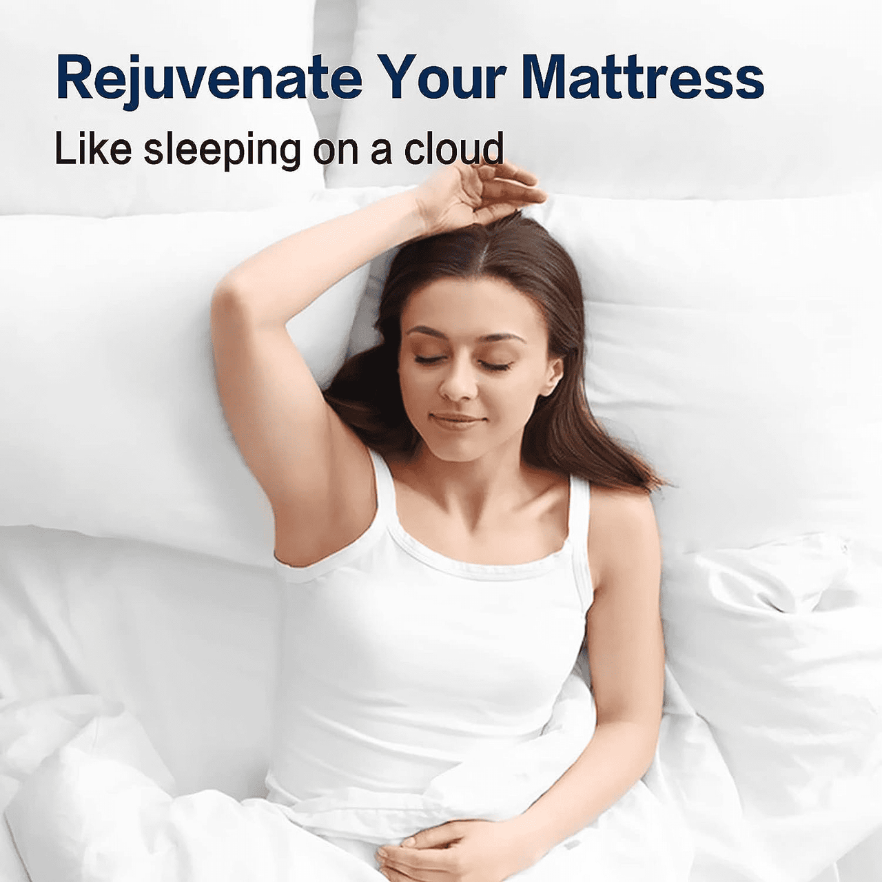 EMONIA 100% 400TC Mattress Topper Queen for Back Pain, 900GSM Mattress Pad Pillow Top, Quilted Fitted Mattress Protector Cover with 8-21" Deep Elastic Pocket, Soft Comfort Breathable (White, Queen)