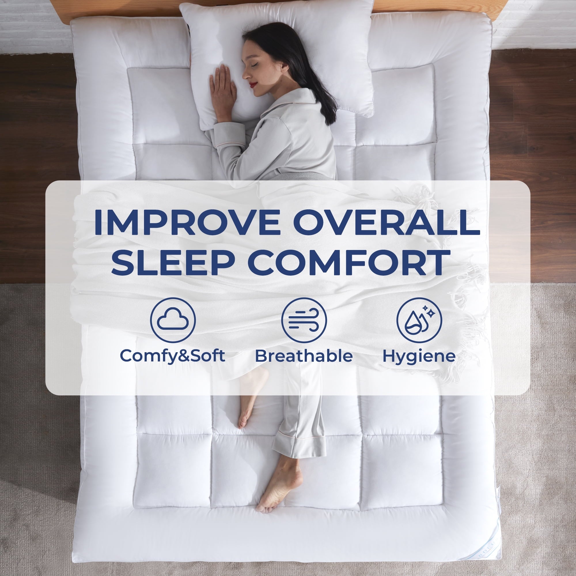 BDEUS Extra Thick Mattress Topper, Cooling Mattress Pad Cover,Pillow Top Protector with 8-21 Inch Deep Pocket, Twin Size