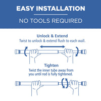 Mainstays Adjustable Tension Shower Curtain Rod, 44” - 72