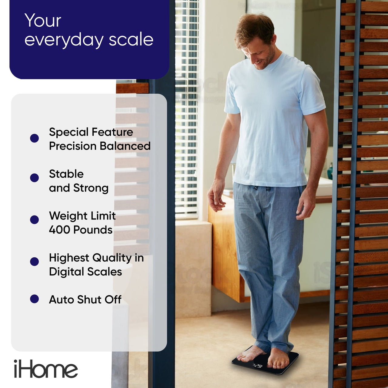 iHome Digital Battery Powered Bathroom Scale 397 lbs with Fit+ Personal Coach App, FSA and HSA Eligible, Black