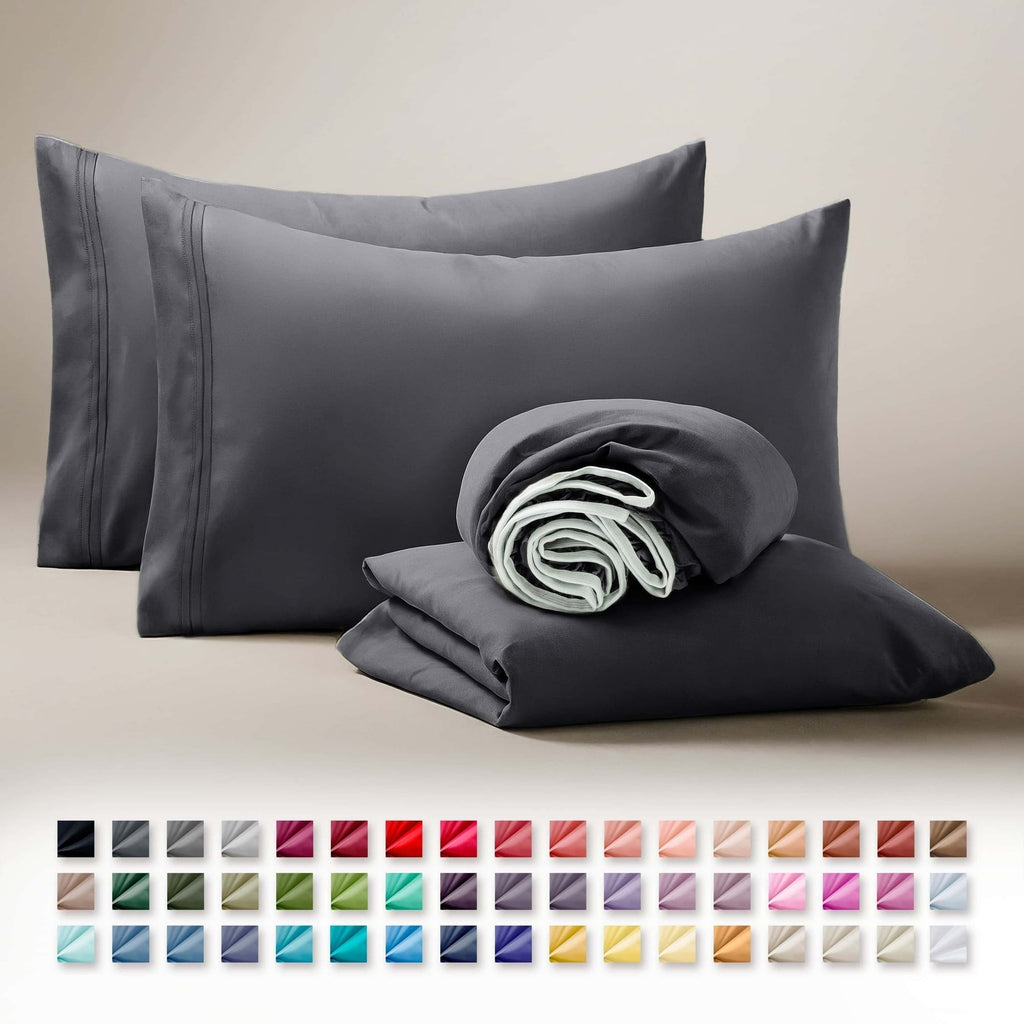 Clara Clark Queen Sheets Set, 1800 Series 4 Piece Deep Pocket Sheets, 100% Soft Microfiber Bed Sheets Set, Gray