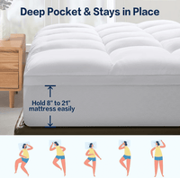 EMONIA 100% 400TC Mattress Topper Queen for Back Pain, 900GSM Mattress Pad Pillow Top, Quilted Fitted Mattress Protector Cover with 8-21