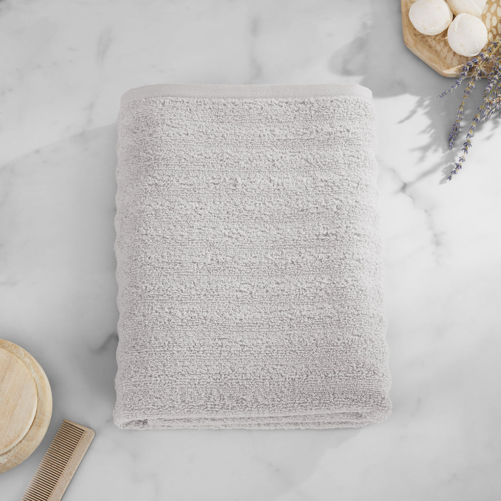 Mainstays Performance Cotton Bath Towel, Super Soft Quick Dry Fade Resistant, Textured Silver