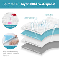 JPHOME Queen Size Quilted Fitted Mattress Pad Cover, 100% Waterproof Mattress Protector, Deep Pocket Fitted 8