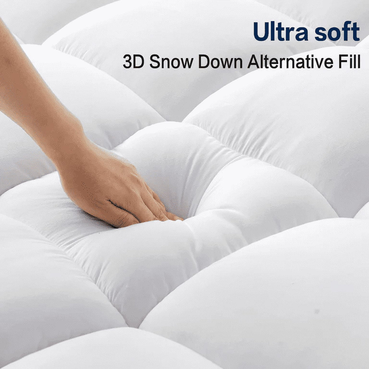 EMONIA 100% 400TC Mattress Topper Queen for Back Pain, 900GSM Mattress Pad Pillow Top, Quilted Fitted Mattress Protector Cover with 8-21" Deep Elastic Pocket, Soft Comfort Breathable (White, Queen)