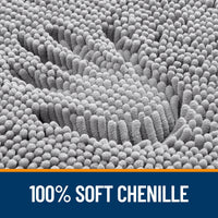 Buganda Bathroom Rugs 30x20, Quick Dry Machine Washable Chenille Bath Mats with Rubber Backing, Grey