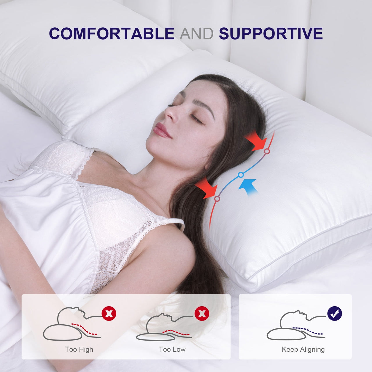 SORMAG Bed Pillows 2 Pack Down Alternative Pillows for Bed Queen Size Set of 2 Soft Hotel Collection Gusseted Cooling Pillow 20 x 30 inches