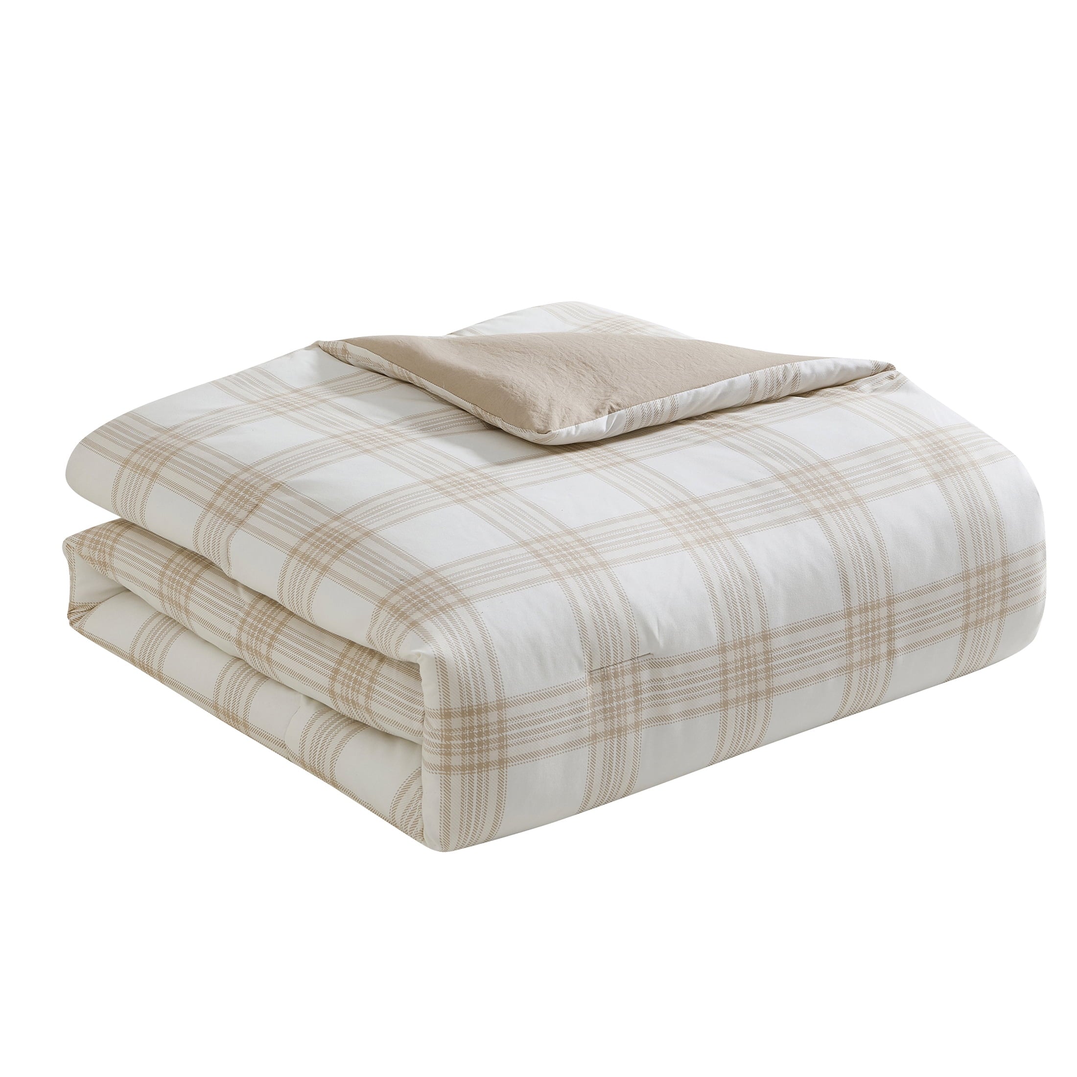 My Texas House Plaid 11-Piece Comforter Set with Sheets, Taupe, Queen