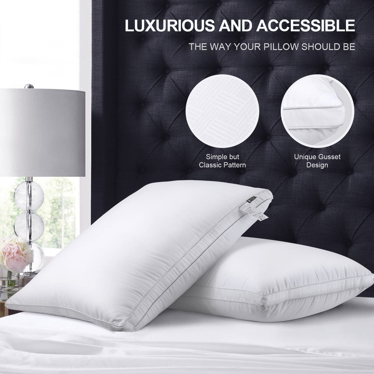 SORMAG Bed Pillows 2 Pack Down Alternative Pillows for Bed Queen Size Set of 2 Soft Hotel Collection Gusseted Cooling Pillow 20 x 30 inches