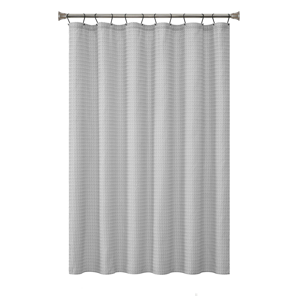 Mainstays 15-Piece Grey Blocks Bathroom Set – Geometric Shower Curtain, Bath Rugs & Hooks, Modern Washable Design