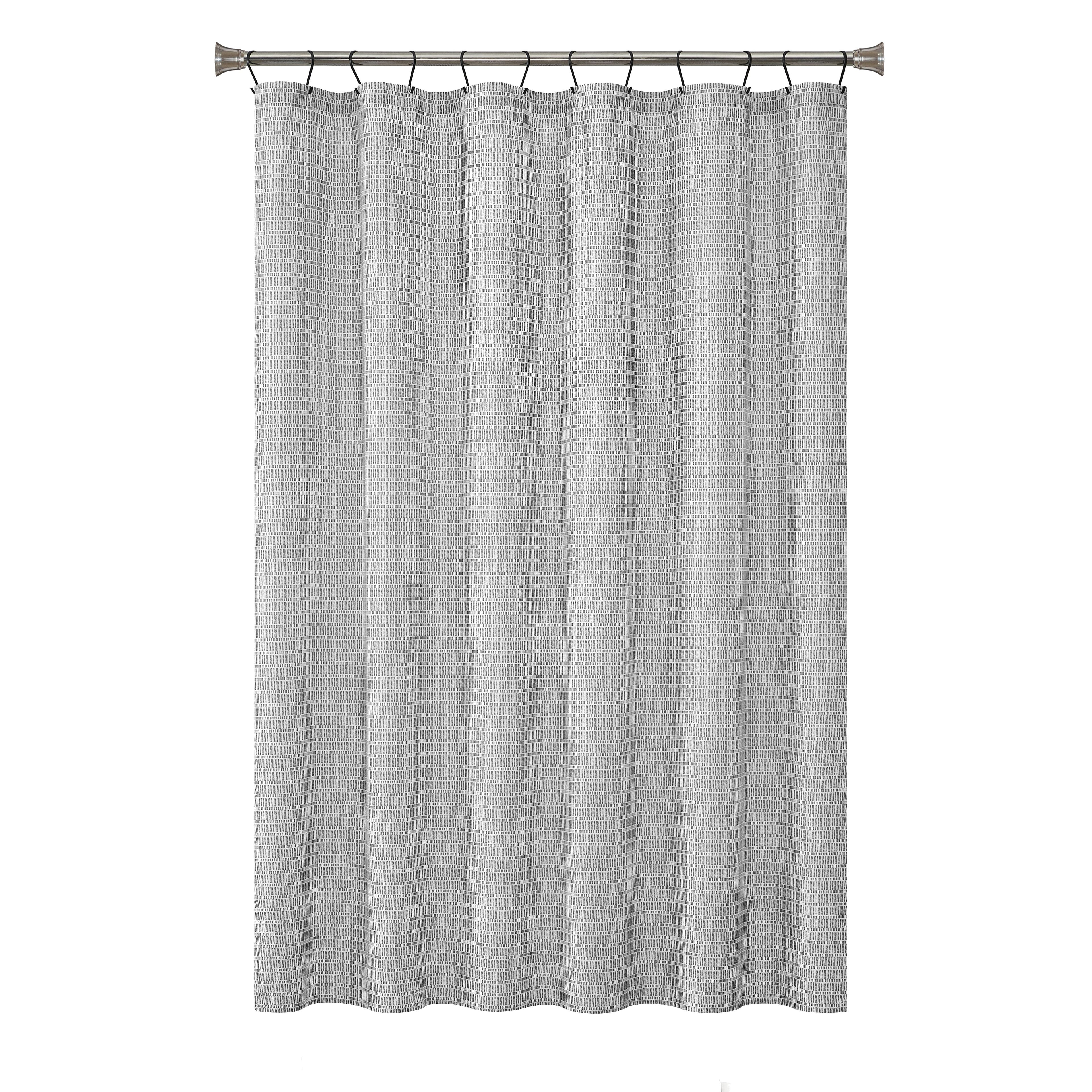 Mainstays 15-Piece Grey Blocks Bathroom Set – Geometric Shower Curtain, Bath Rugs & Hooks, Modern Washable Design
