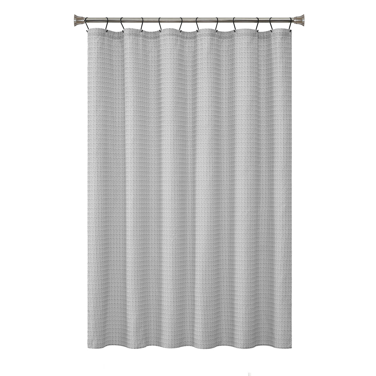 Mainstays 15-Piece Grey Blocks Bathroom Set – Geometric Shower Curtain, Bath Rugs & Hooks, Modern Washable Design