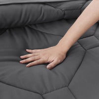 HIG 8 PCS Modern Comforter Set with Sheets All Season Bed in a Bag, Dark Gray, Queen Size