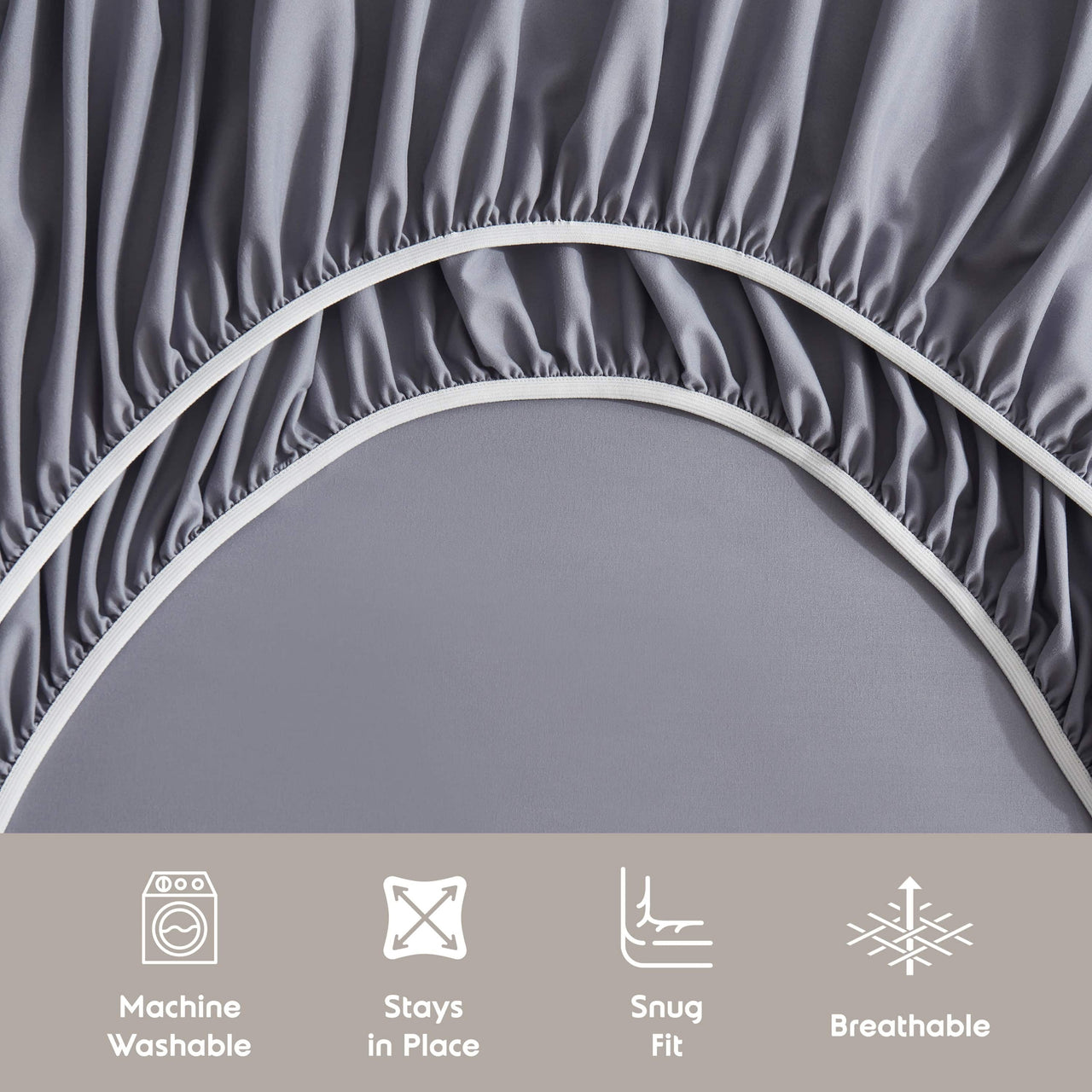 Nestl Queen Sheets Set, 1800 Series 4 Piece Sheets Queen Sheets Set, Luxury Soft Microfiber Queen Size Gray Bed Sheets Set, Gray