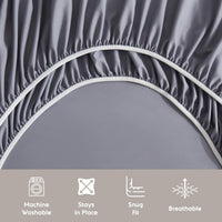 Nestl Queen Sheets Set, 1800 Series 4 Piece Sheets Queen Sheets Set, Luxury Soft Microfiber Queen Size Gray Bed Sheets Set, Gray