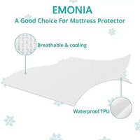 EMONIA Premium 100% Waterproof Mattress Protector Queen Size 3D Air Fabric Cooling Mattress Cover Bed Pad Smooth Ultra-Soft Breathable Noiseless Washable with 8''-21'' Deep Pocket (White, Queen)