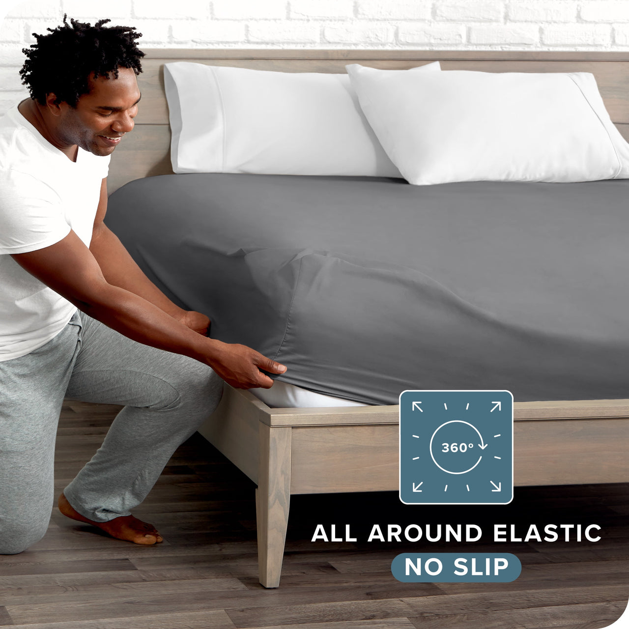 Bare Home Luxury 1800 Collection Fitted Sheet, Ultra-Soft, Deep Pocket, Queen, Gray