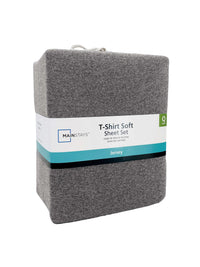 Mainstays Cotton Rich Extra Soft Jersey Bed Sheet Set, Queen, Charcoal, 4 Pieces
