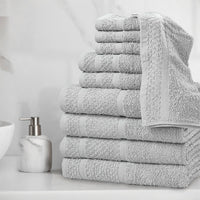 Mainstays 10 Piece Towel Set with Upgraded Softness & Durability, Grey