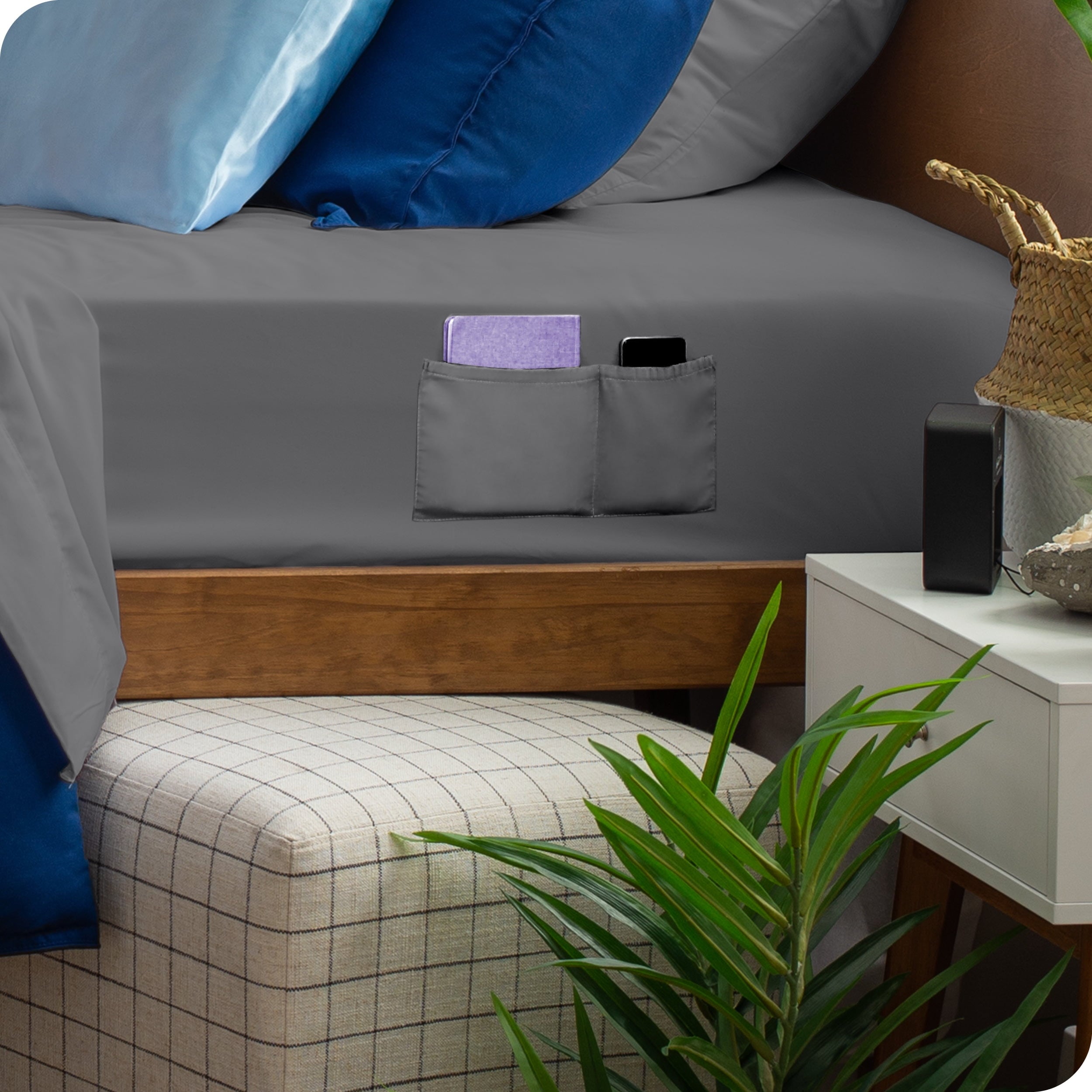 Bare Home Luxury 1800 Collection Fitted Sheet, Ultra-Soft, Deep Pocket, Queen, Gray