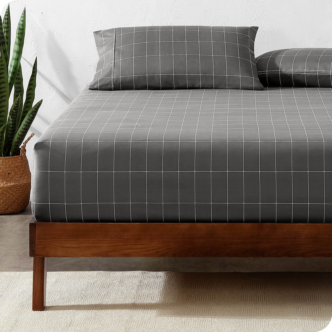 Bare Home Luxury 1800 Collection Fitted Sheet, Ultra-Soft, Deep Pocket, Queen, Gray