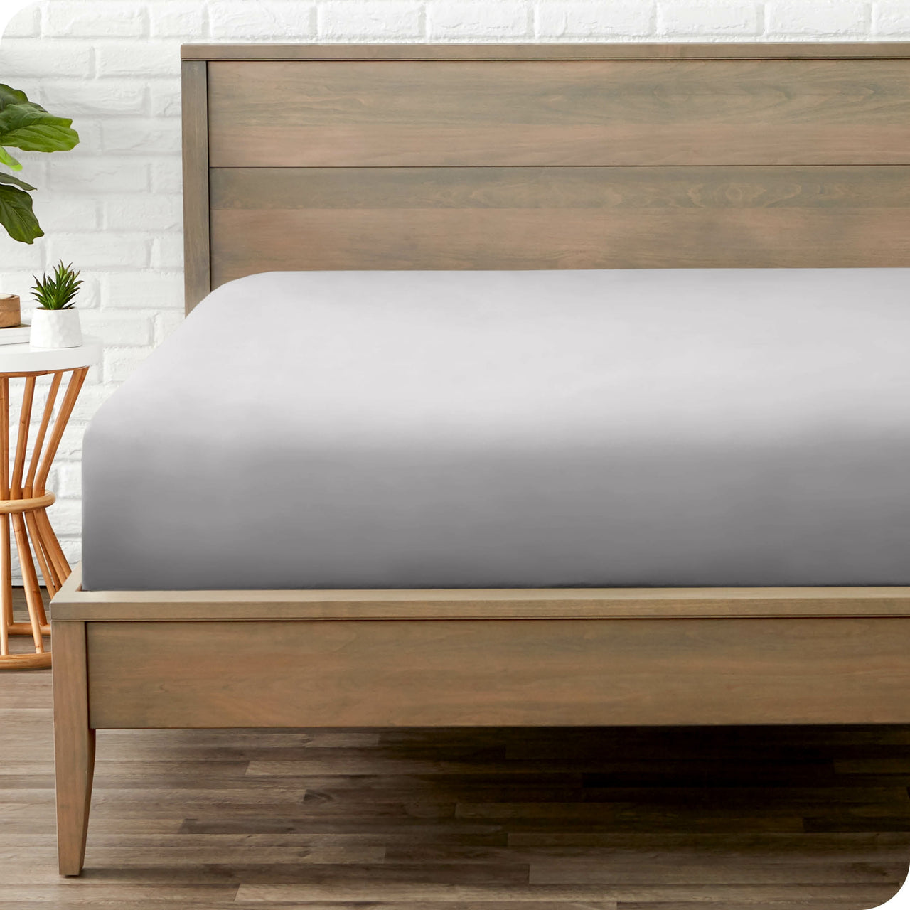Bare Home Luxury 1800 Collection Fitted Sheet, Ultra-Soft, Deep Pocket, Queen, Gray