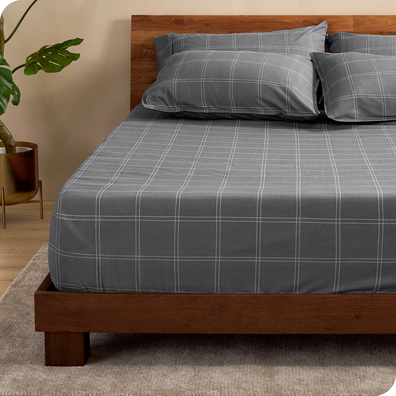 Bare Home Luxury 1800 Collection Fitted Sheet, Ultra-Soft, Deep Pocket, Queen, Gray