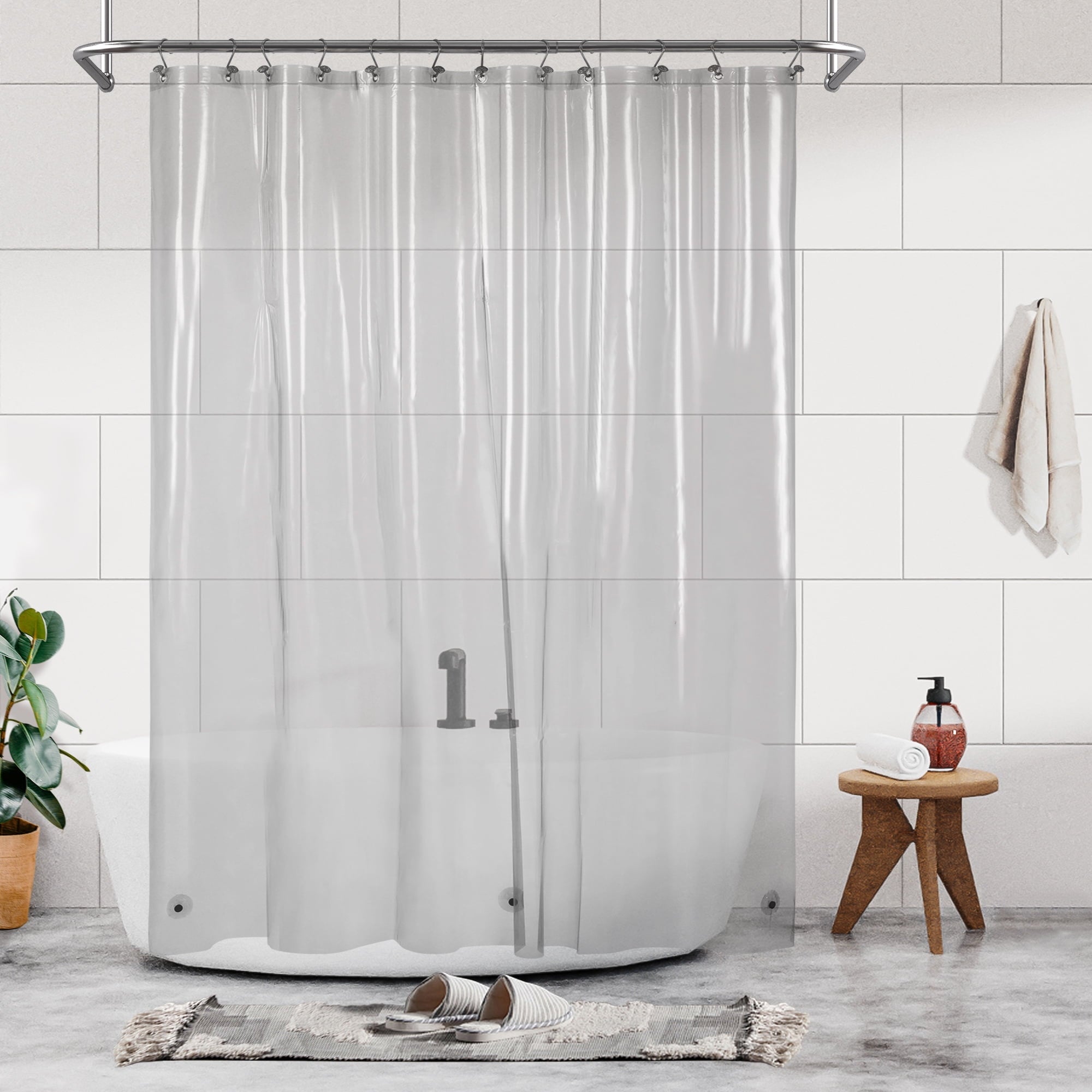 Barossa Design PEVA Clear Plastic Shower Curtain Liner Lightweight with 3 Magnets, Waterproof -72" x 72"