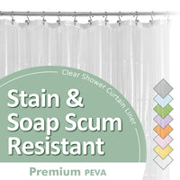 Barossa Design PEVA Clear Plastic Shower Curtain Liner Lightweight with 3 Magnets, Waterproof -72