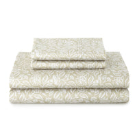 Better Homes & Gardens 4-Piece 300 Thread Count Sateen King Sheet Set, Floral Almond Biscuit