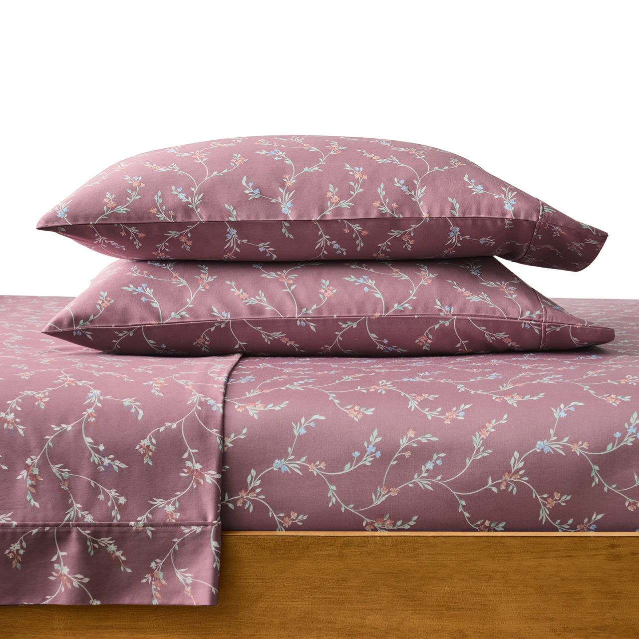 Better Homes & Gardens 4-Piece 300 Thread Count Sateen King Sheet Set, Floral Almond Biscuit