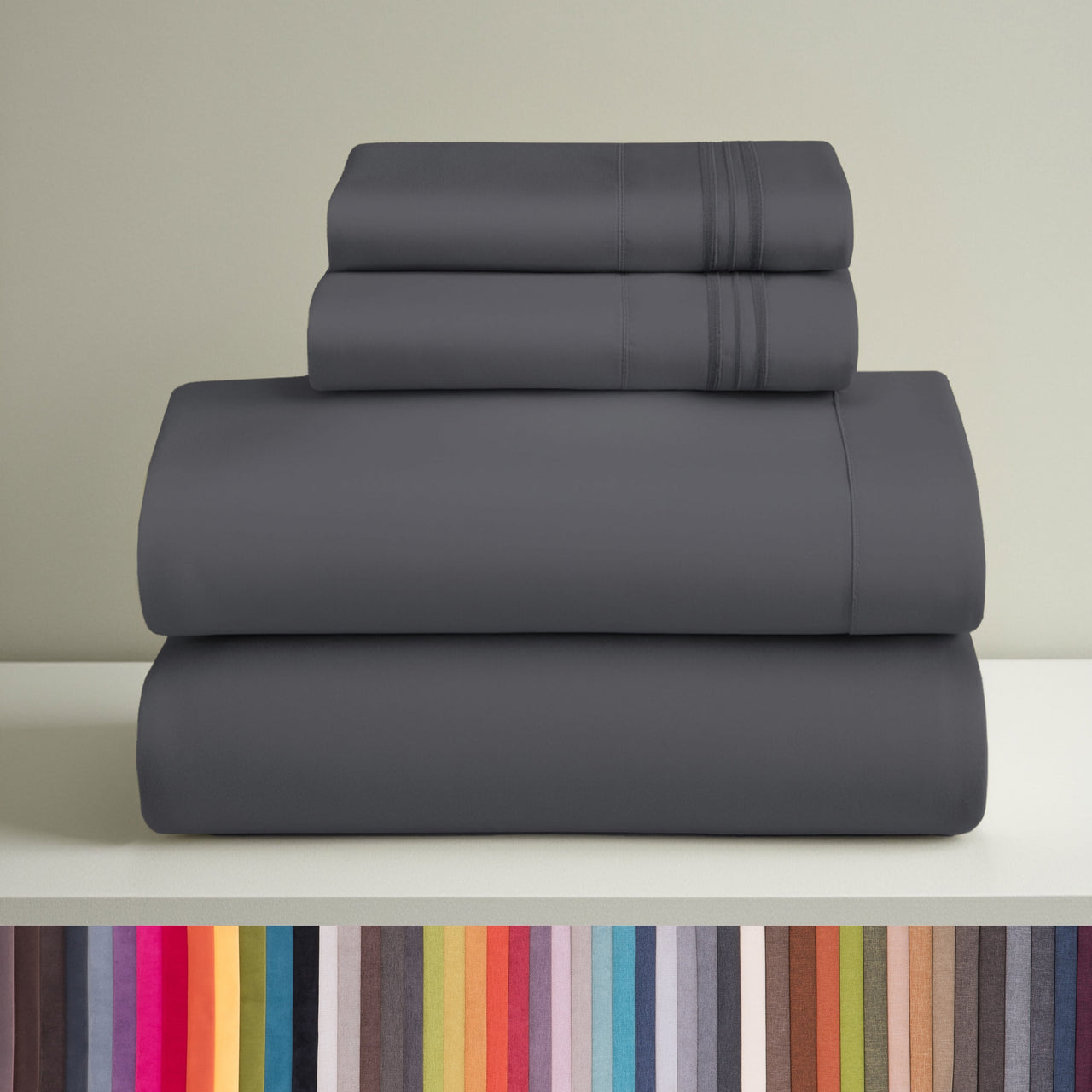 Clara Clark Queen Sheets Set, 1800 Series 4 Piece Deep Pocket Sheets, 100% Soft Microfiber Bed Sheets Set, Gray