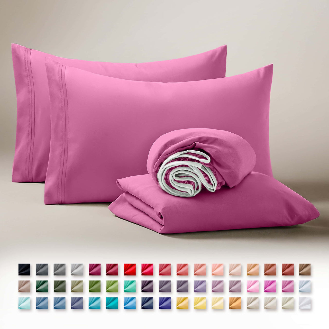 Clara Clark Queen Sheets Set, 1800 Series 4 Piece Deep Pocket Sheets, 100% Soft Microfiber Bed Sheets Set, Gray
