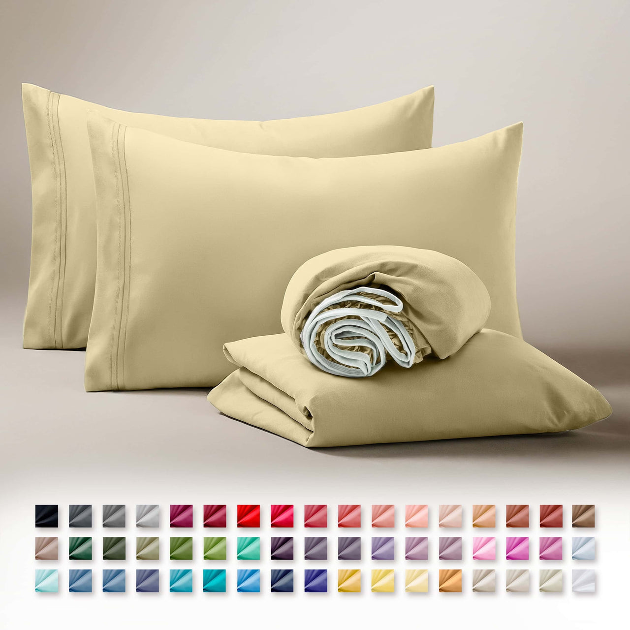 Clara Clark Queen Sheets Set, 1800 Series 4 Piece Deep Pocket Sheets, 100% Soft Microfiber Bed Sheets Set, Gray