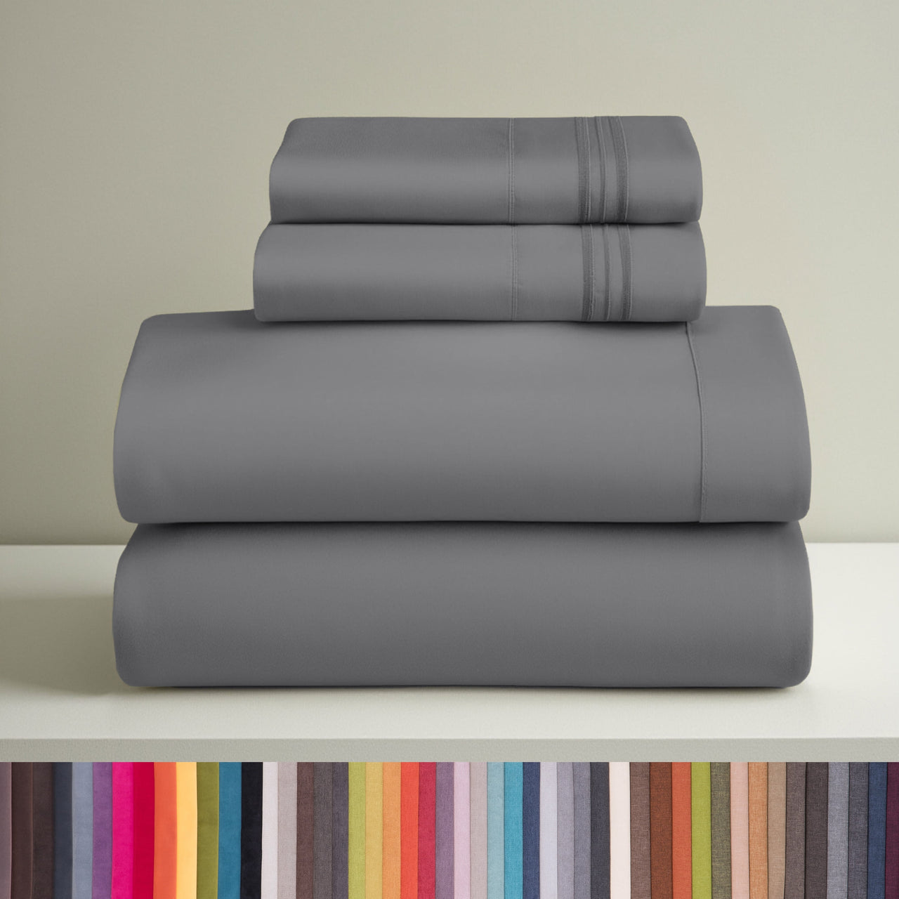 Clara Clark Queen Sheets Set, 1800 Series 4 Piece Deep Pocket Sheets, 100% Soft Microfiber Bed Sheets Set, Gray