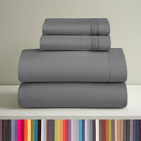 Clara Clark Queen Sheets Set, 1800 Series 4 Piece Deep Pocket Sheets, 100% Soft Microfiber Bed Sheets Set, Gray