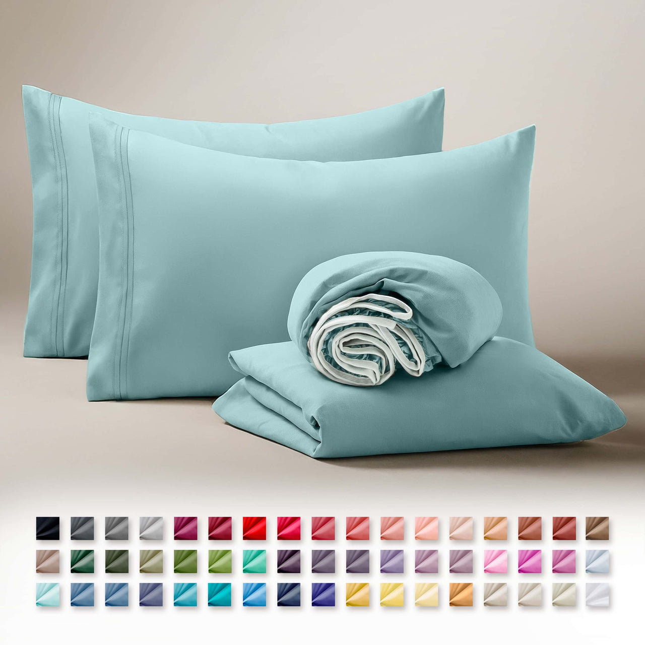 Clara Clark Queen Sheets Set, 1800 Series 4 Piece Deep Pocket Sheets, 100% Soft Microfiber Bed Sheets Set, Gray