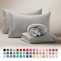 Clara Clark Queen Sheets Set, 1800 Series 4 Piece Deep Pocket Sheets, 100% Soft Microfiber Bed Sheets Set, Gray