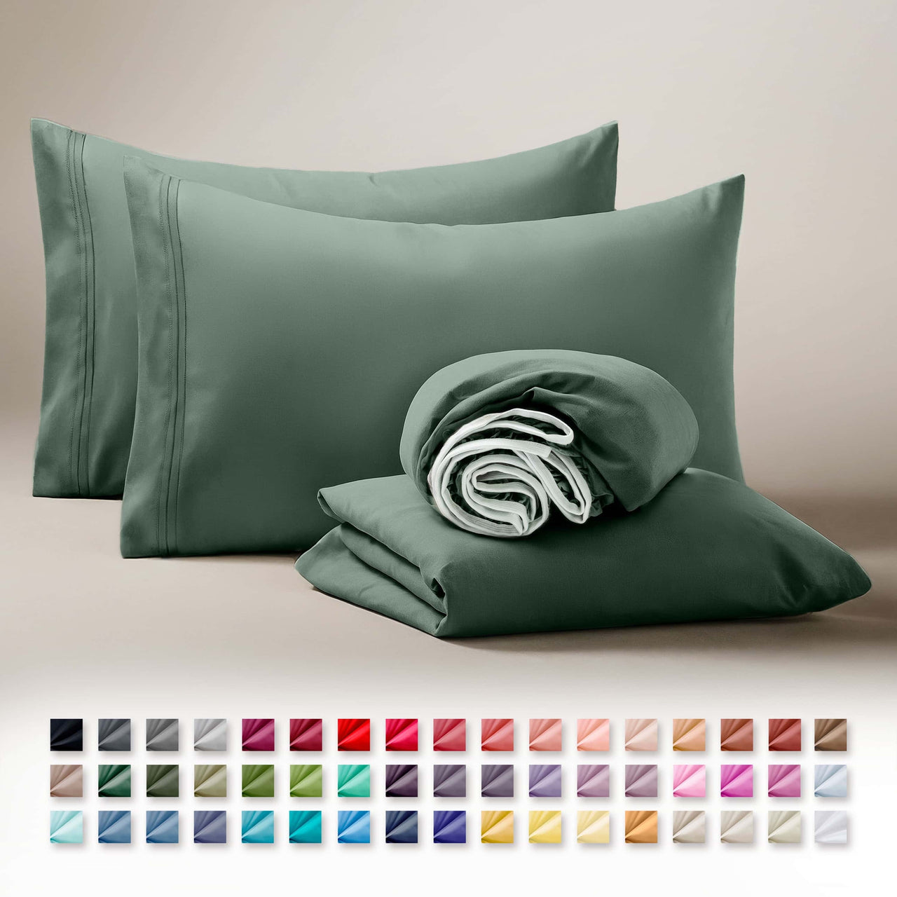 Clara Clark Queen Sheets Set, 1800 Series 4 Piece Deep Pocket Sheets, 100% Soft Microfiber Bed Sheets Set, Gray