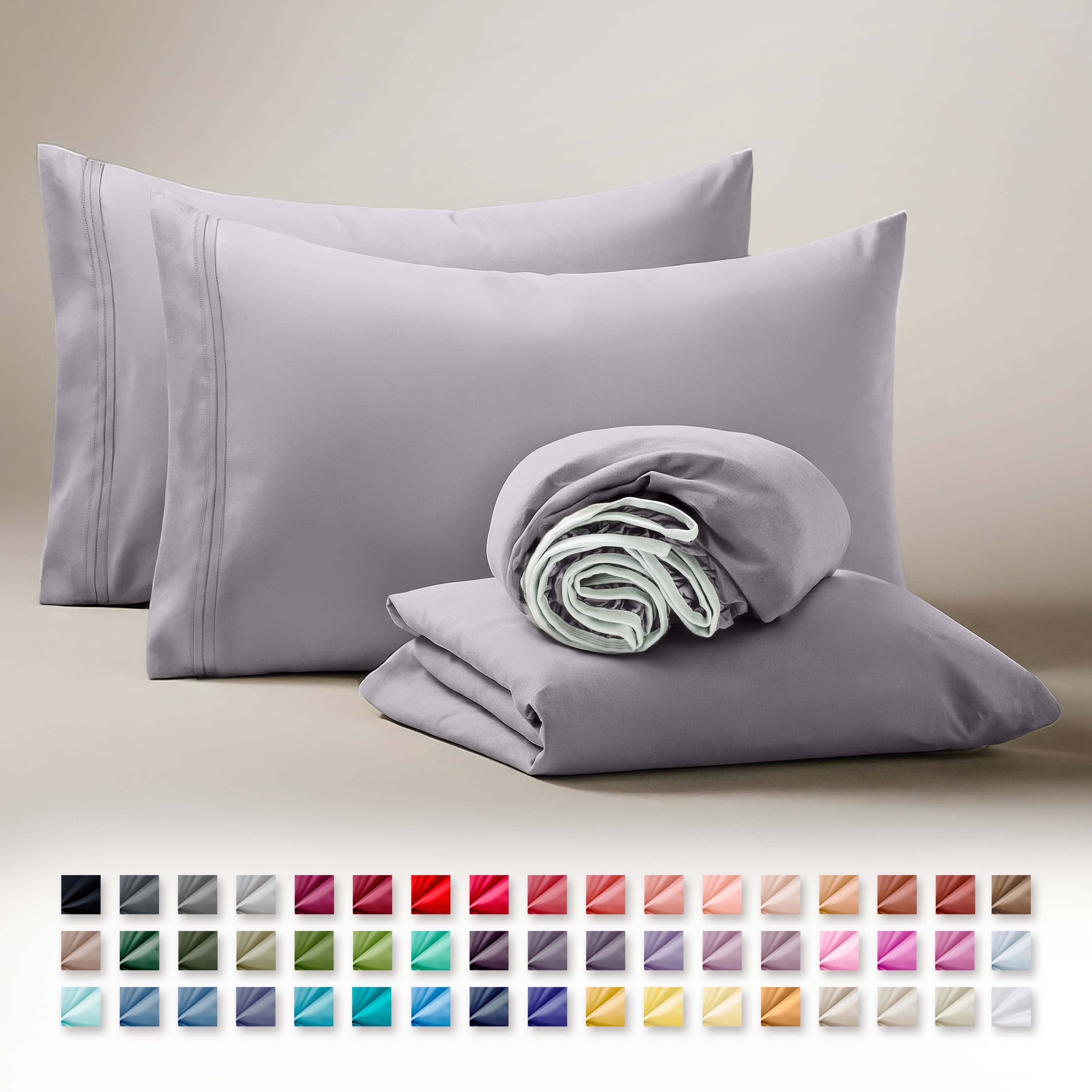 Clara Clark Queen Sheets Set, 1800 Series 4 Piece Deep Pocket Sheets, 100% Soft Microfiber Bed Sheets Set, Gray