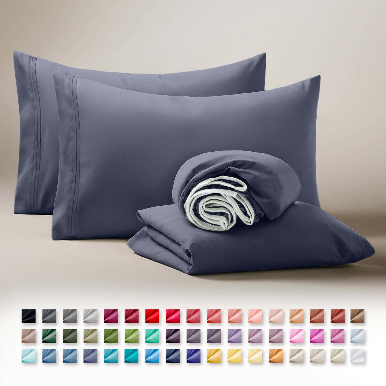 Clara Clark Queen Sheets Set, 1800 Series 4 Piece Deep Pocket Sheets, 100% Soft Microfiber Bed Sheets Set, Gray