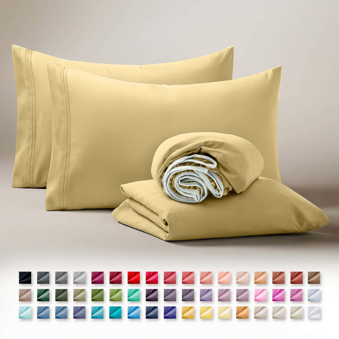 Clara Clark Queen Sheets Set, 1800 Series 4 Piece Deep Pocket Sheets, 100% Soft Microfiber Bed Sheets Set, Gray