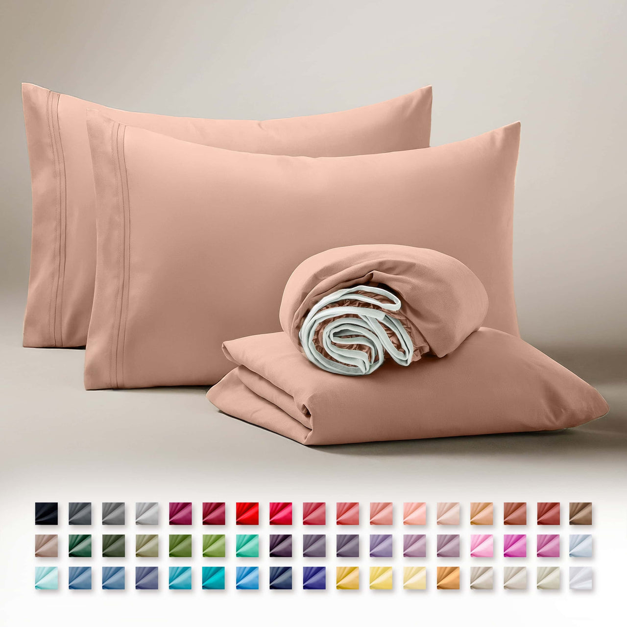 Clara Clark Queen Sheets Set, 1800 Series 4 Piece Deep Pocket Sheets, 100% Soft Microfiber Bed Sheets Set, Gray
