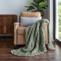 Comfort Canopy - Throw Blanket, Blush Pink Chunky Soft Acrylic Hand-Knit