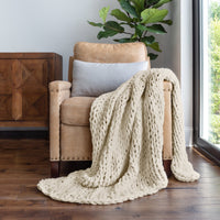 Comfort Canopy - Throw Blanket, Blush Pink Chunky Soft Acrylic Hand-Knit